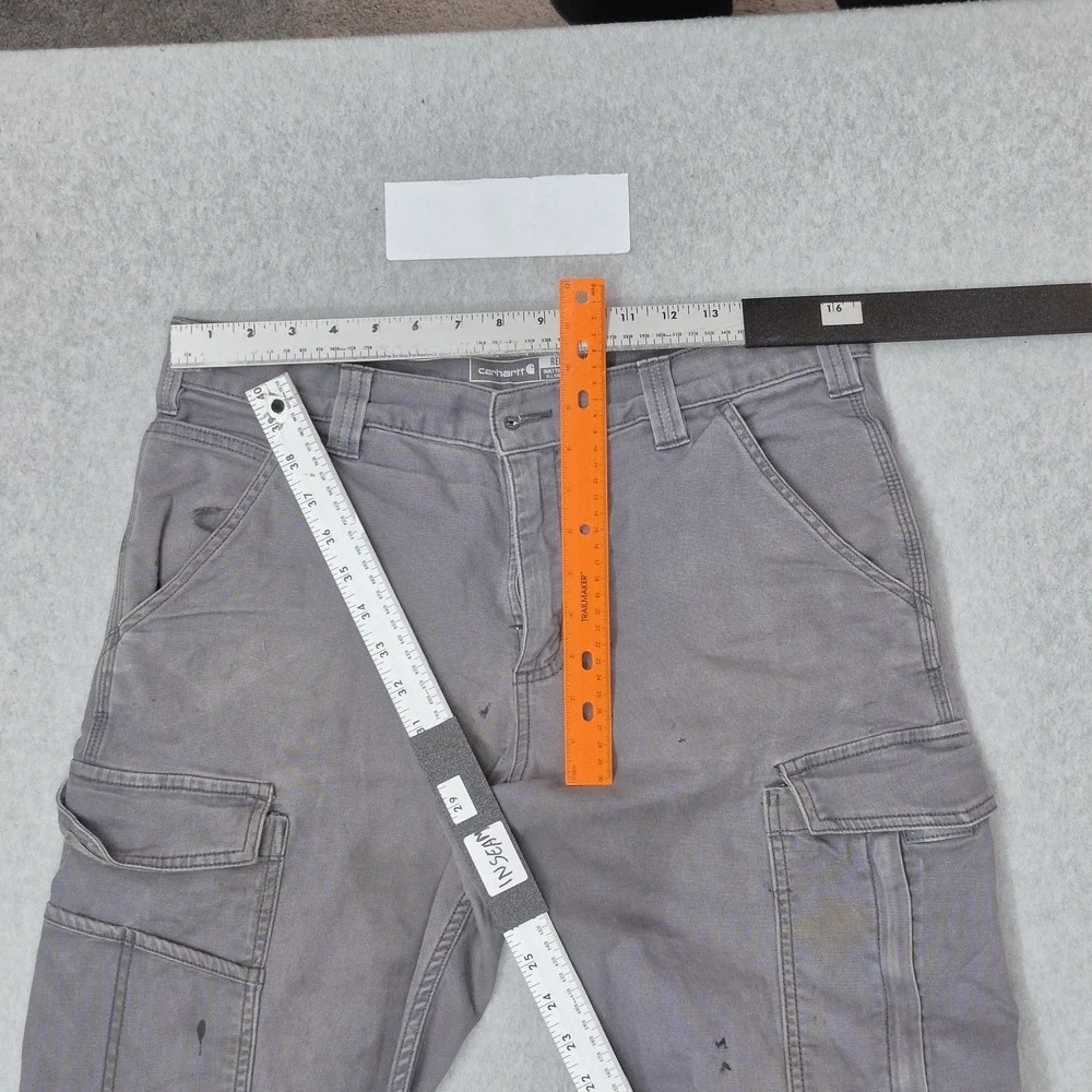 Carhartt Men Pants 33X30 Gray Cargo Canvas BN3574-M Rugged Flex Relaxed Fit READ